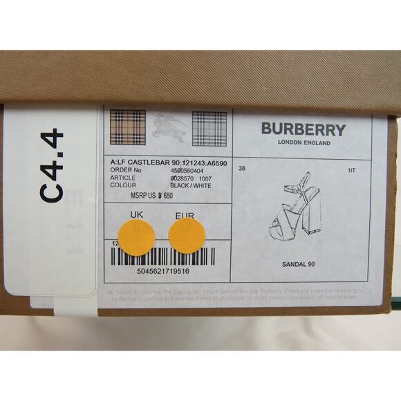 NIB BURBERRY CASTLEBAR BLACK WHITE LEATHER BUCKLE STRAP SANDAL PUMPS 39 ITALY - Picture 12 of 12